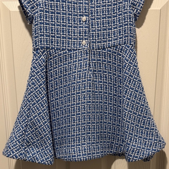 Janie & Jack Blue and White Tweed Dress with Lace Collar - Picture 6 of 7